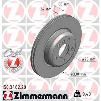 Jeu de 2 disques de frein avant ZIMMERMANN 150.3482.20