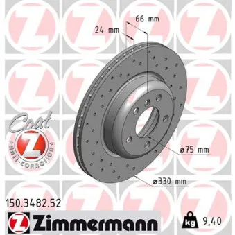 Jeu de 2 disques de frein avant ZIMMERMANN 150.3482.52