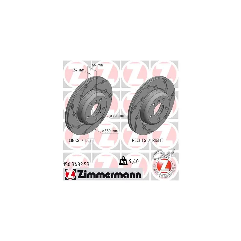 Jeu de 2 disques de frein avant ZIMMERMANN 150.3482.53