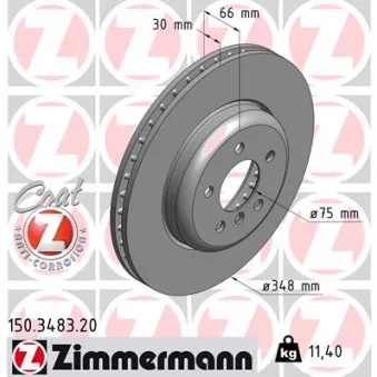 Jeu de 2 disques de frein avant ZIMMERMANN 150.3483.20
