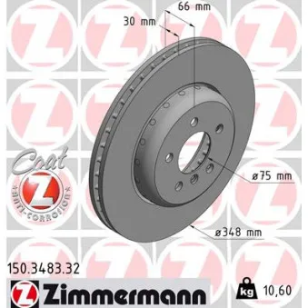 Jeu de 2 disques de frein avant ZIMMERMANN 150.3483.32