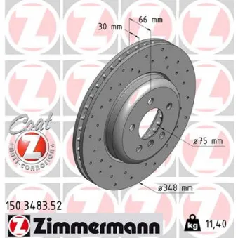 Jeu de 2 disques de frein avant ZIMMERMANN 150.3483.52