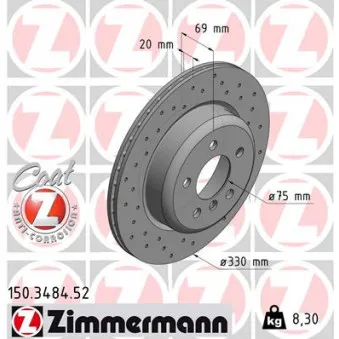 Jeu de 2 disques de frein arrière ZIMMERMANN