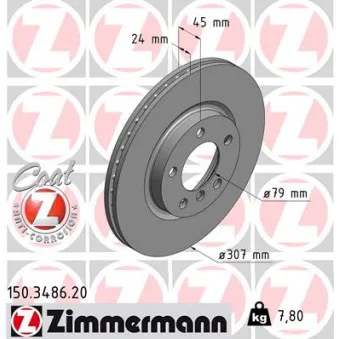 Jeu de 2 disques de frein avant ZIMMERMANN 150.3486.20