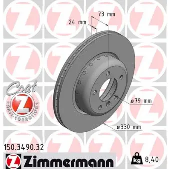 Jeu de 2 disques de frein avant ZIMMERMANN 150.3490.32