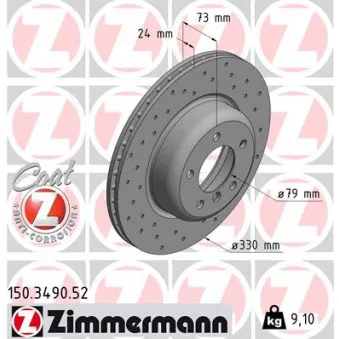 Jeu de 2 disques de frein avant ZIMMERMANN 150.3490.52