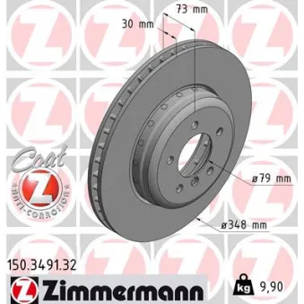 Jeu de 2 disques de frein avant ZIMMERMANN 150.3491.32