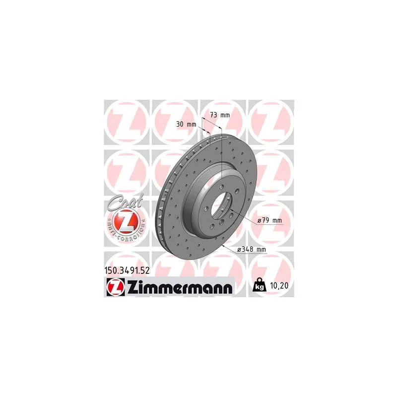 Jeu de 2 disques de frein avant ZIMMERMANN 150.3491.52