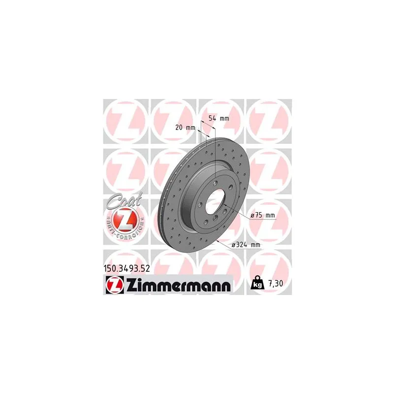 Jeu de 2 disques de frein arrière ZIMMERMANN 150.3493.52