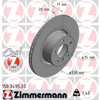Jeu de 2 disques de frein arrière ZIMMERMANN 150.3495.20