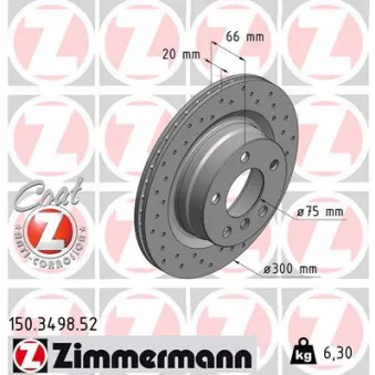 Jeu de 2 disques de frein arrière ZIMMERMANN 150.3498.52