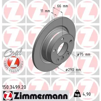 Jeu de 2 disques de frein arrière ZIMMERMANN 150.3499.20