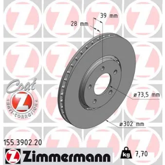 Jeu de 2 disques de frein avant ZIMMERMANN