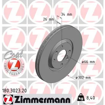 Jeu de 2 disques de frein avant ZIMMERMANN 180.3023.20