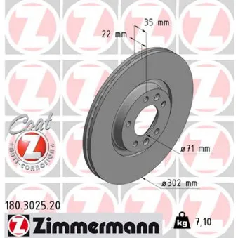 Jeu de 2 disques de frein arrière ZIMMERMANN 180.3025.20