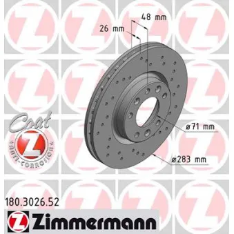 Jeu de 2 disques de frein avant ZIMMERMANN 180.3026.52