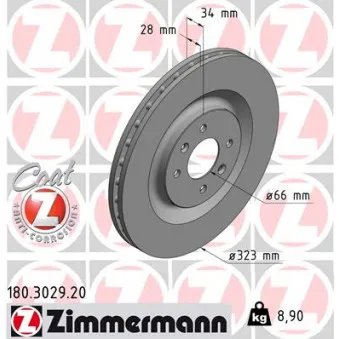 Jeu de 2 disques de frein avant ZIMMERMANN 180.3029.20