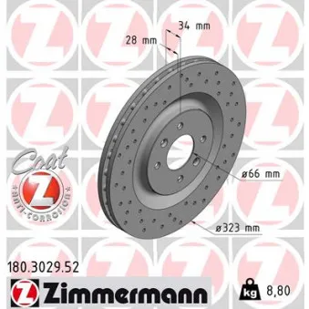 Jeu de 2 disques de frein avant ZIMMERMANN 180.3029.52