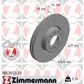 Jeu de 2 disques de frein avant ZIMMERMANN 180.3033.20