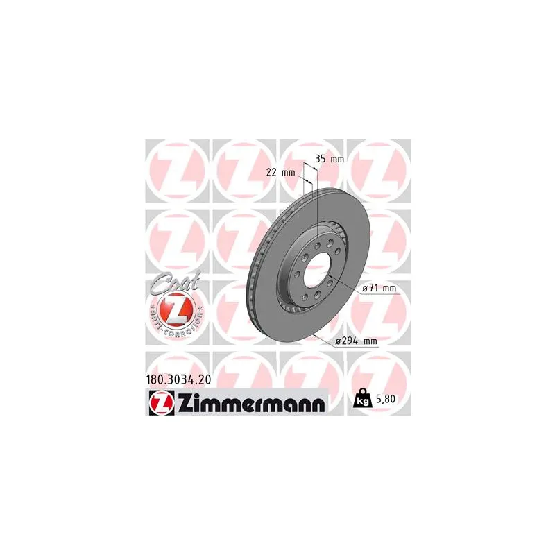 Jeu de 2 disques de frein arrière ZIMMERMANN 180.3034.20