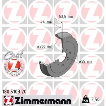 Tambour de frein ZIMMERMANN 180.5103.20