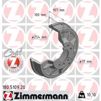 Tambour de frein ZIMMERMANN 180.5109.20