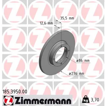 Jeu de 2 disques de frein avant ZIMMERMANN 185.3950.00