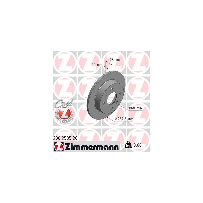 Jeu de 2 disques de frein arrière ZIMMERMANN 200.2505.20