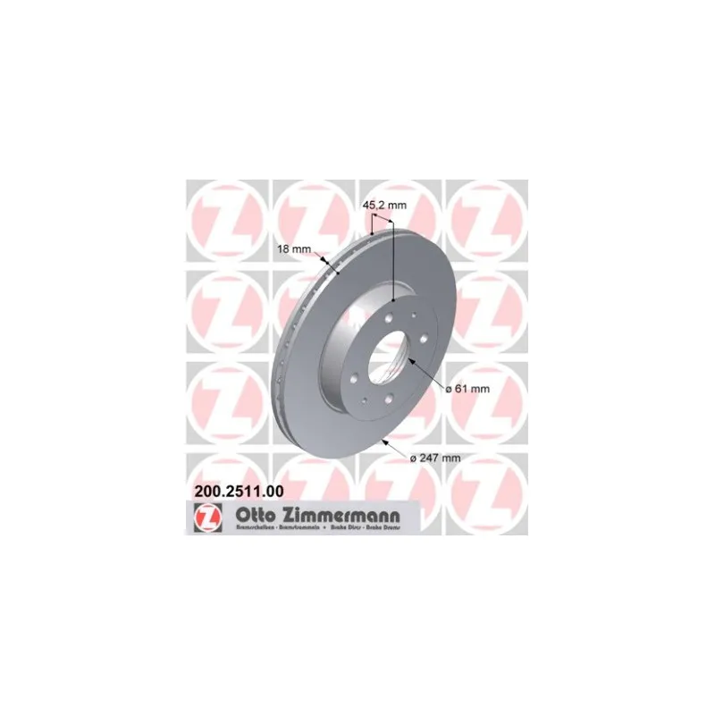 Jeu de 2 disques de frein avant ZIMMERMANN 200.2511.00