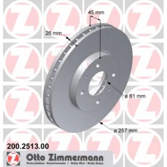 Jeu de 2 disques de frein avant ZIMMERMANN 200.2513.00