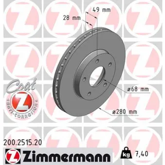 Jeu de 2 disques de frein avant ZIMMERMANN 200.2515.20