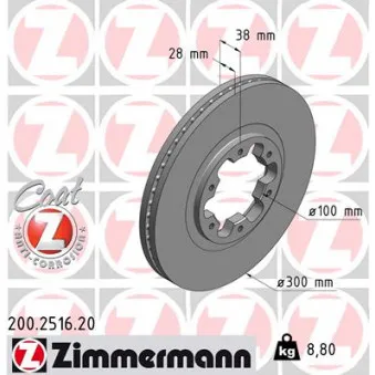 Jeu de 2 disques de frein avant ZIMMERMANN 200.2516.20