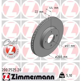 Jeu de 2 disques de frein avant ZIMMERMANN 200.2525.20
