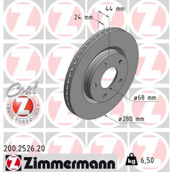 Jeu de 2 disques de frein avant ZIMMERMANN 200.2526.20