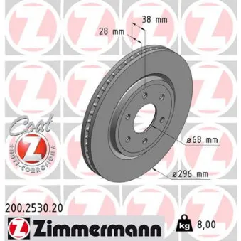 Jeu de 2 disques de frein avant ZIMMERMANN 200.2530.20