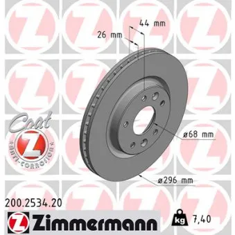 Jeu de 2 disques de frein avant ZIMMERMANN 200.2534.20