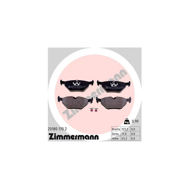 Jeu de 4 plaquettes de frein arrière ZIMMERMANN 20180.170.2