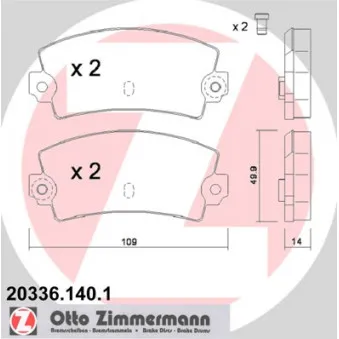 Jeu de 4 plaquettes de frein arrière ZIMMERMANN 20336.140.1