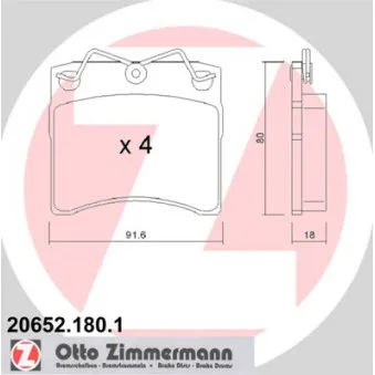 Jeu de 4 plaquettes de frein avant ZIMMERMANN 20652.180.1