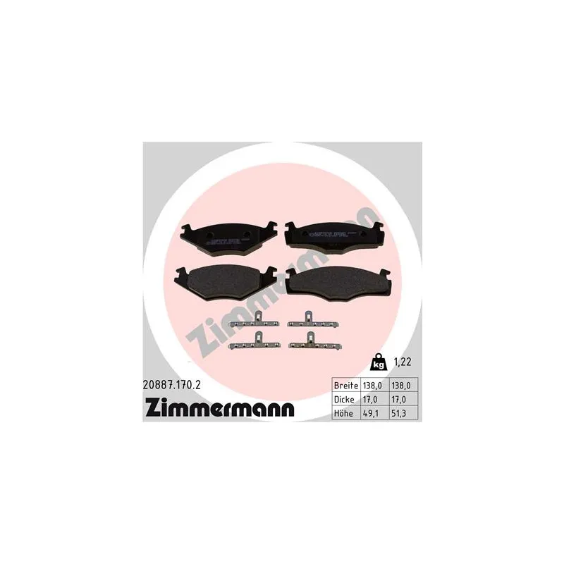 Jeu de 4 plaquettes de frein avant ZIMMERMANN 20887.170.2