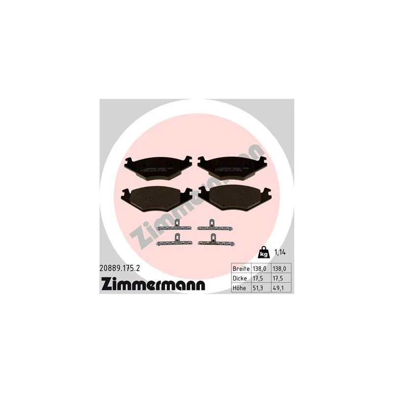 Jeu de 4 plaquettes de frein avant ZIMMERMANN 20889.175.2