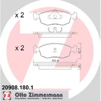 Jeu de 4 plaquettes de frein avant ZIMMERMANN 20908.180.1