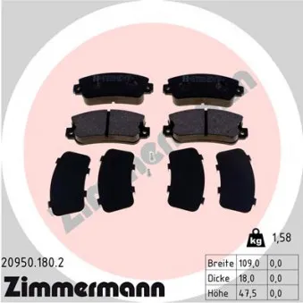 Jeu de 4 plaquettes de frein avant ZIMMERMANN 20950.180.2