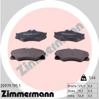 Jeu de 4 plaquettes de frein avant ZIMMERMANN 20979.195.1