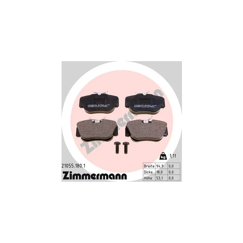 Jeu de 4 plaquettes de frein avant ZIMMERMANN 21055.180.1