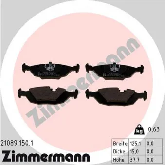 Jeu de 4 plaquettes de frein arrière ZIMMERMANN 21089.150.1