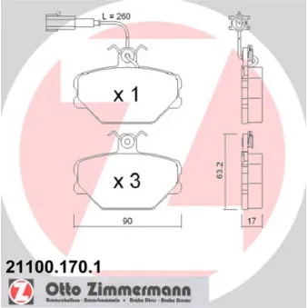 Jeu de 4 plaquettes de frein avant ZIMMERMANN 21100.170.1