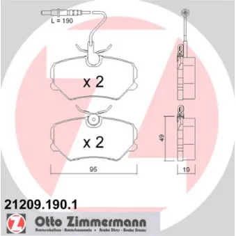 Jeu de 4 plaquettes de frein avant ZIMMERMANN 21209.190.1