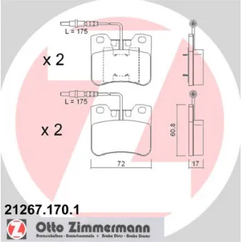 Jeu de 4 plaquettes de frein avant ZIMMERMANN 21267.170.1