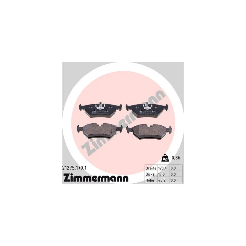 Jeu de 4 plaquettes de frein arrière ZIMMERMANN 21275.170.1